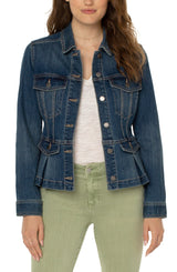 Collared Peplum Buttoned Jacket Seedling