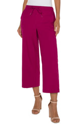 Pull On Wide Leg Crop Trouser Fuchsia Kiss