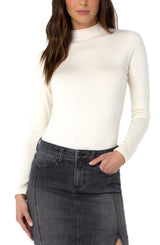 Mock Neck Rolled Hem Sweater Winter White