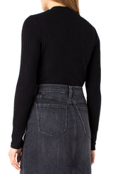 Mock Neck Long Sleeve Tee Black