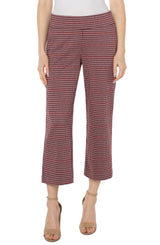 Mabel Pull On Wide Leg Pant Mulberry Houndstooth