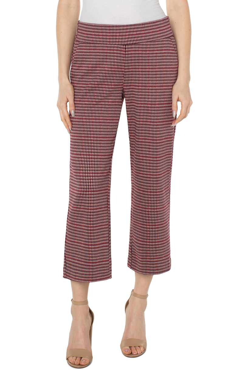 Mabel Pull On Wide Leg Pant Mulberry Houndstooth
