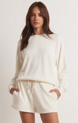 Saldana Reverse Fleece Top Sandstone