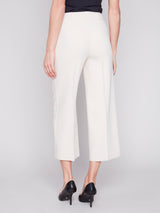 Side Zip Wide Leg Crop Pants Beige