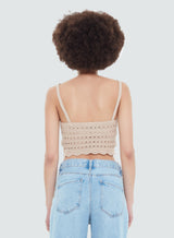 Crochet Cami Top Deep Taupe
