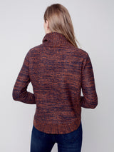Cable Knit Round Hem Turtleneck Sweater Cinnamon