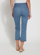 Shelli Crop Flare Denim Pant Midwash Double Pinstripe