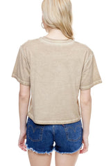 Makin' Cowboys Cry Washed Cropped Tee Taupe