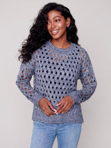 Plushy Wavy Net Stitch Sweater Heather Denim