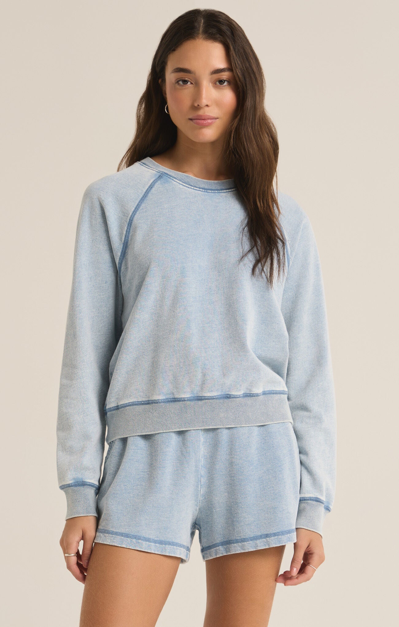 Saldana Knit Denim Top Washed Indigo