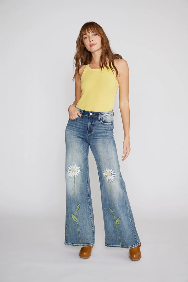Penelope Daisy Fields Flare Jeans Medium Wash