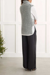 Cowl Neck Open Side Sweater Tank Black