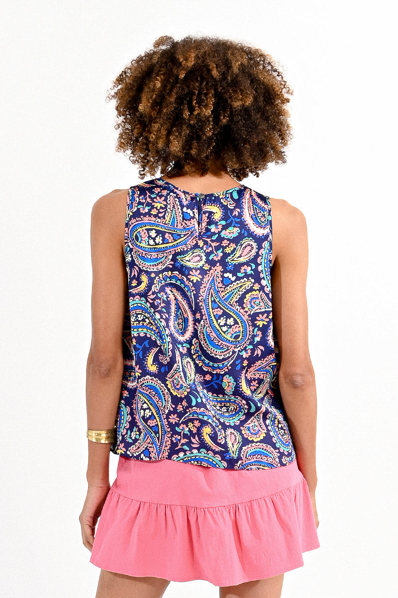 Paisley Print Swing Tank Navy Sacha