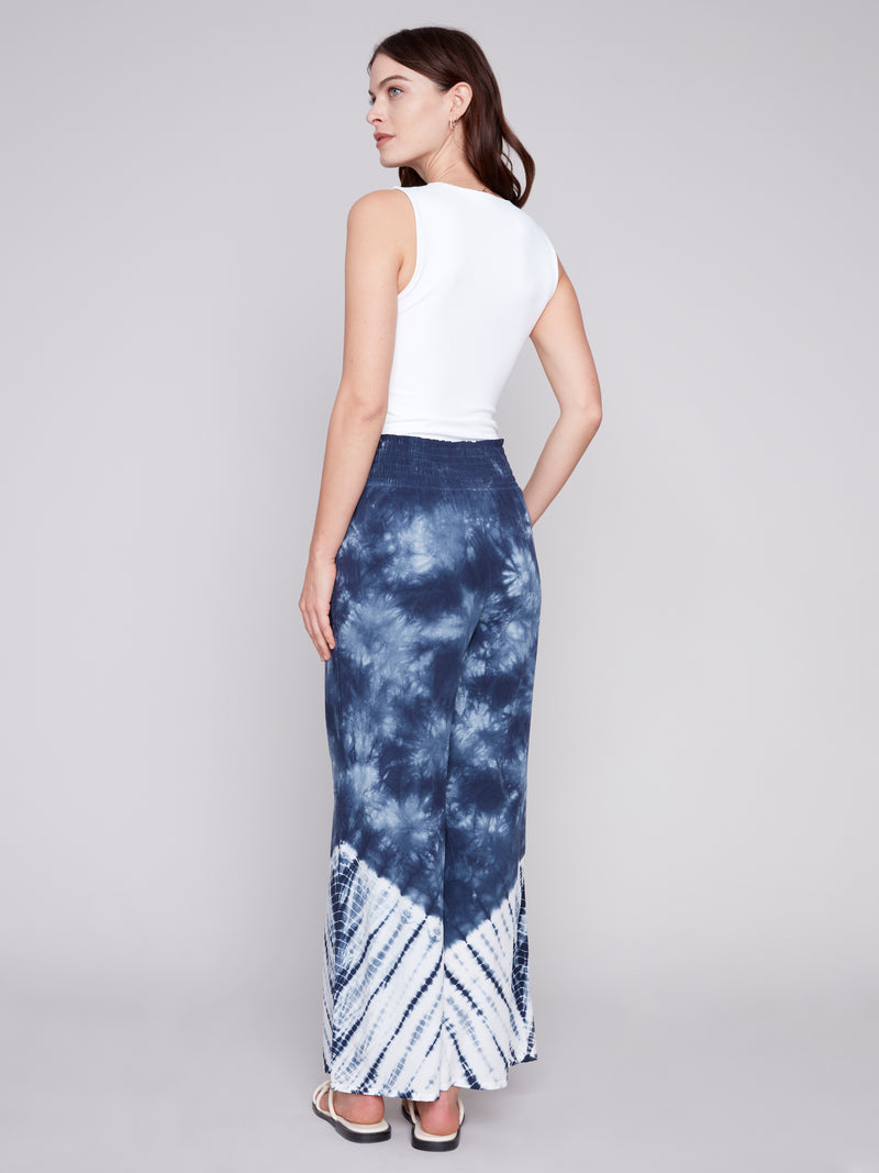 Flowy Palazzo Smock Waist Pants Navy