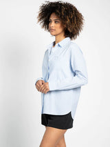 Bellina Button Down Shirt  Blue White Pinstripe