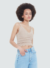 Crochet Cami Top Deep Taupe