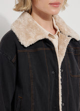 Andi Sherpa Trim Denim Jacket Midtown Black