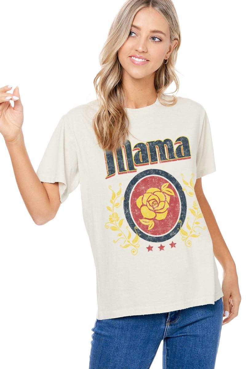 Mama Plaqued Rose Mineral Wash Tee Bone