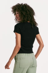 Bria Sweetheart Ribbed Top Black