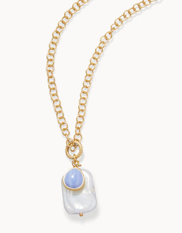 Maya River 19" Necklace Recycled Blue Chalcedony