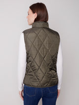 Reversible Sherpa Puffer Vest Ecru