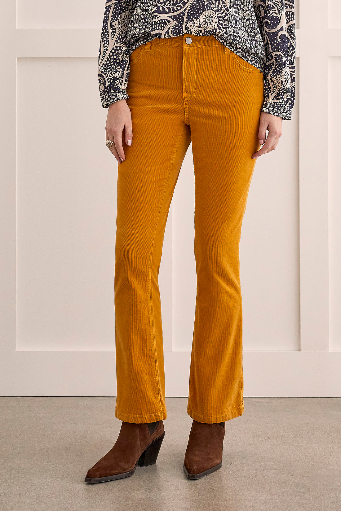 Fly Front 5 Pocket Corduroy Pant Marigold