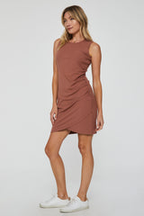 Yulia Side Wrapped Mini Dress Adobe