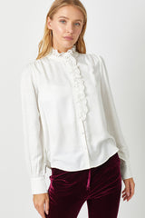Eyelet Lace Collar Buttoned Blouse Ivory
