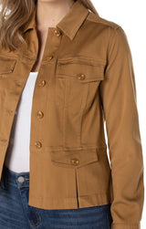 Collared Peplum Buttoned Jacket Granola