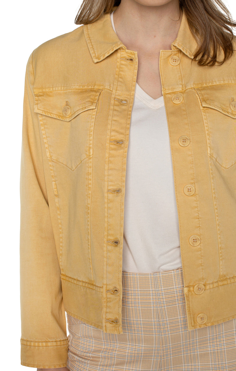 Elastic Waist Trucker Jacket Flaxen Gold