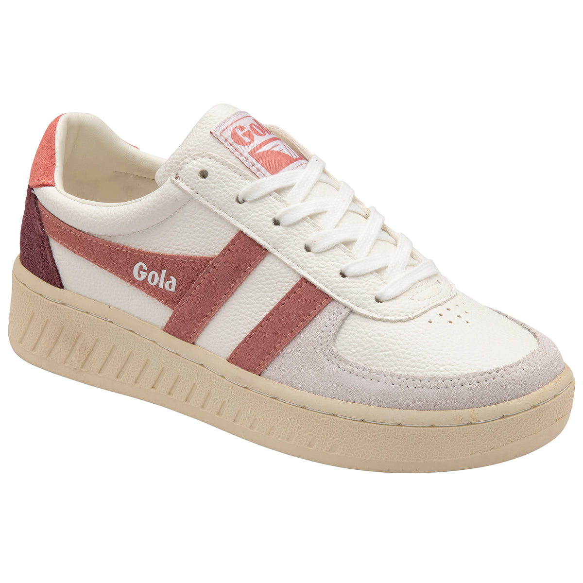 Grandslam Trident Sneakers White, Dusty Rose + Coral Pink