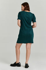 Demi Seam Detail Suede Dress Spruce
