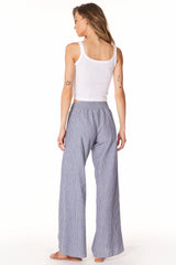 Smock Waist Wrap Leg Stripe Pants Navy