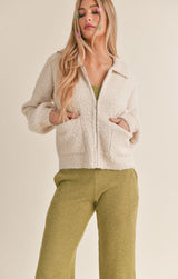 Marguerite Sweater Zip Up Tan
