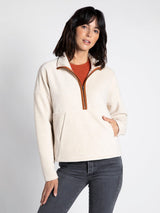 Beezie Quarter Zip Pullover Heathered White Swan