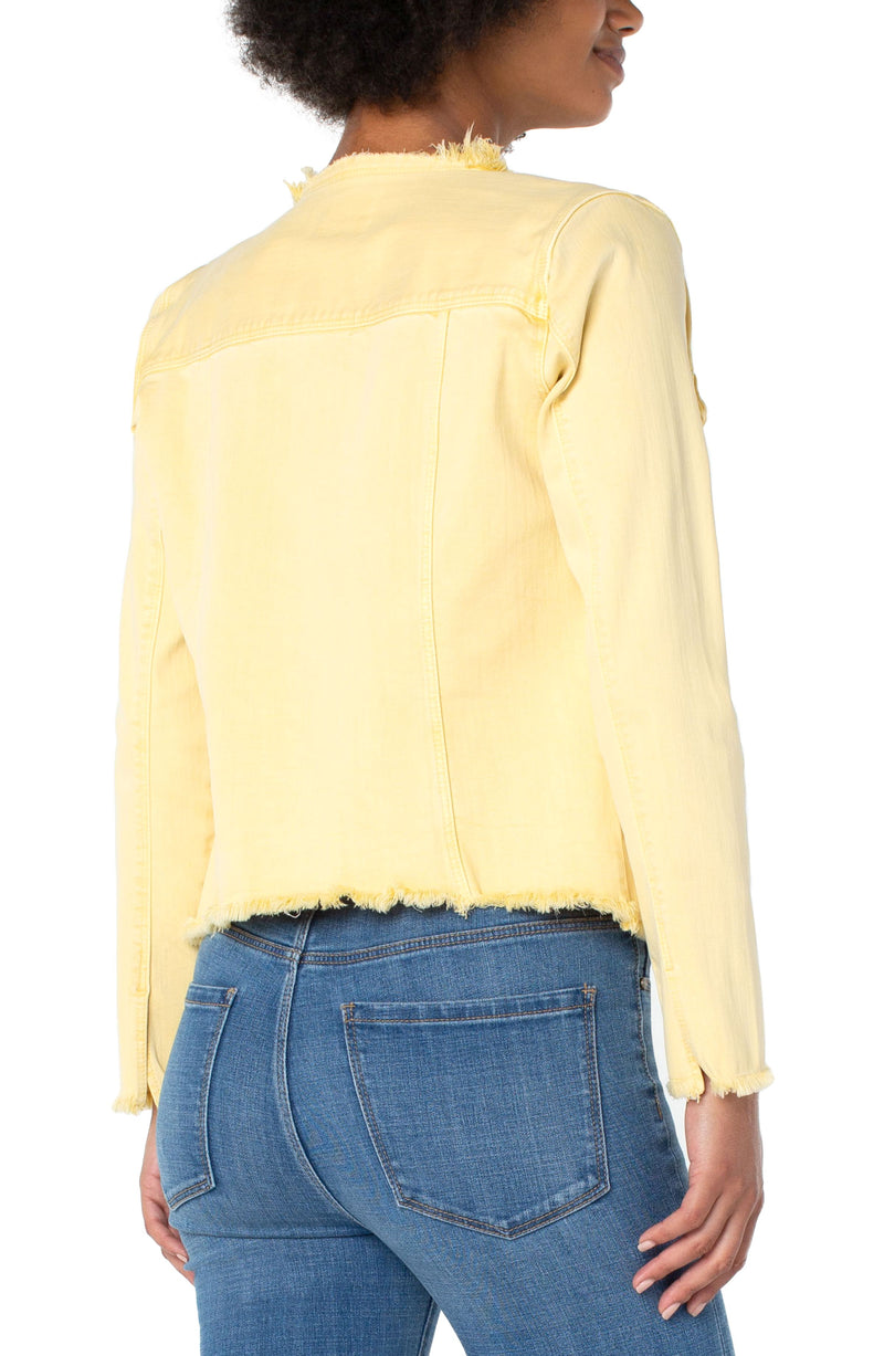 Fray Hem Classic Jean Jacket Canary Yellow