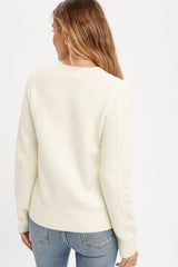 Cable Knit Pullover Sweater Ivory