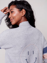Smiley Turtleneck Sweater Heather Grey