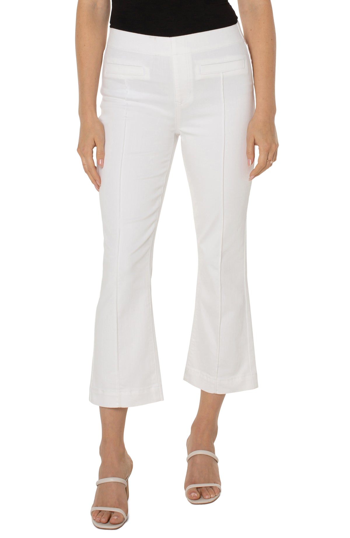 Chloe Crop Slim Pintuck Pants Bright White
