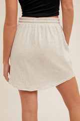 Round Hem Pocket Detail Mini Skirt Light Grey