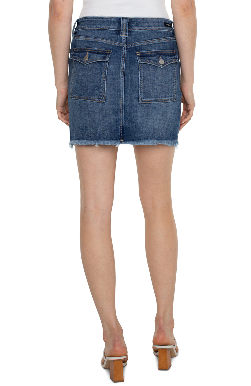 Denim Fray Hem Cargo Mini Skirt State Street