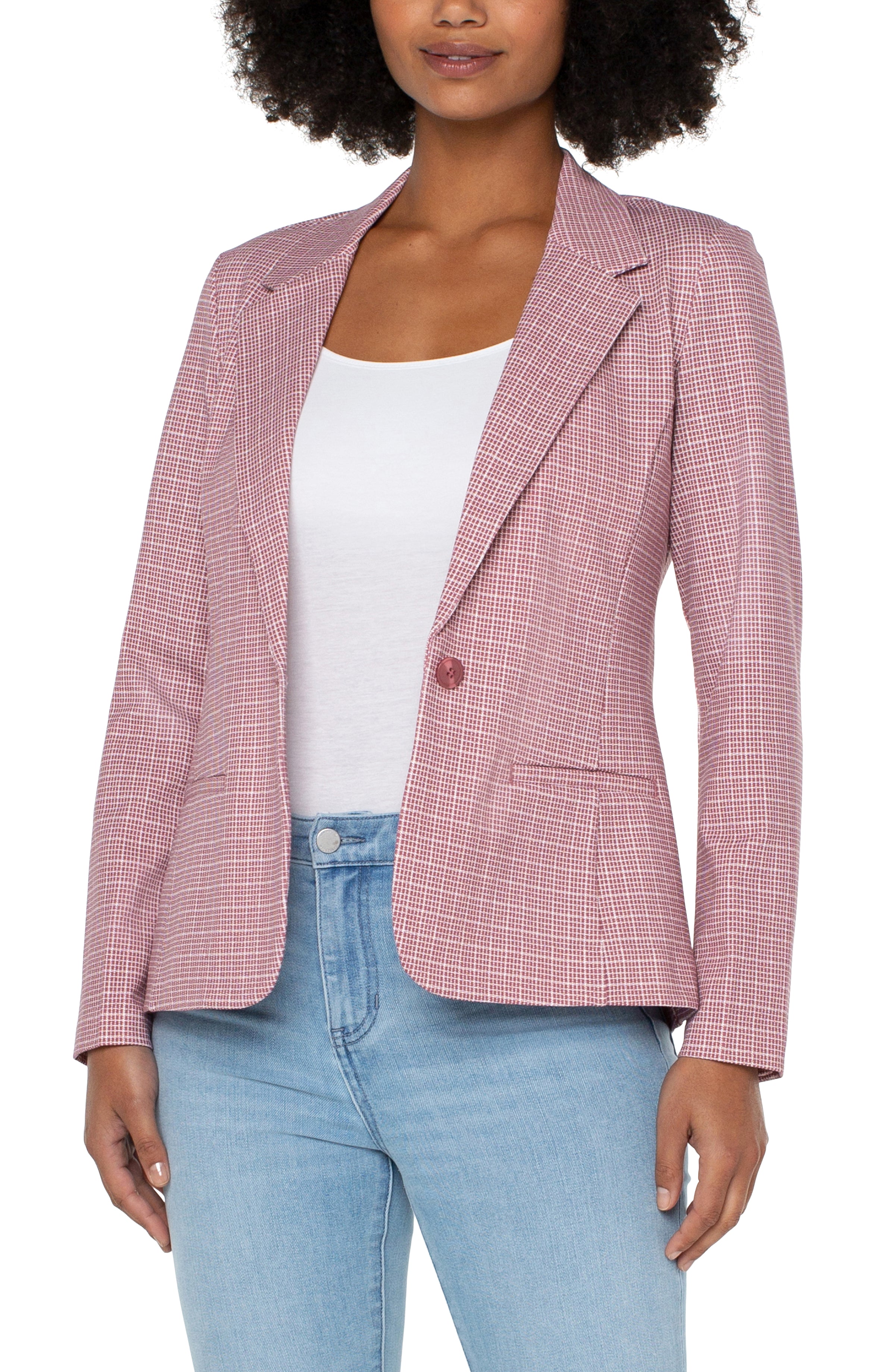 Fitted Notch Collar Printed Blazer Strawberry Mini Box