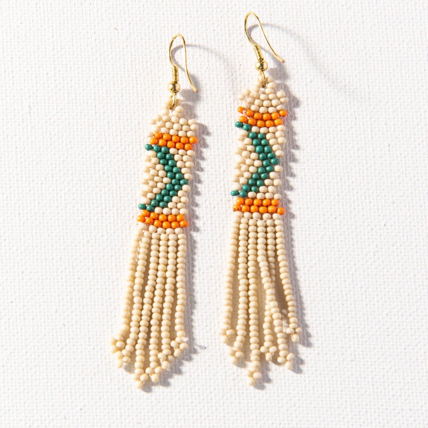 Ivory Fringe Beaded Earrings