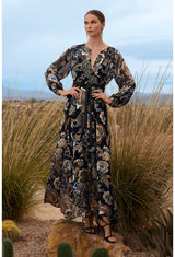 Floral Burnout Chiffon Maxi Dress Multi