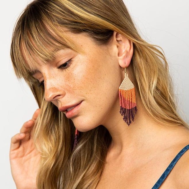 Erin Ombre Beaded Earrings Pink