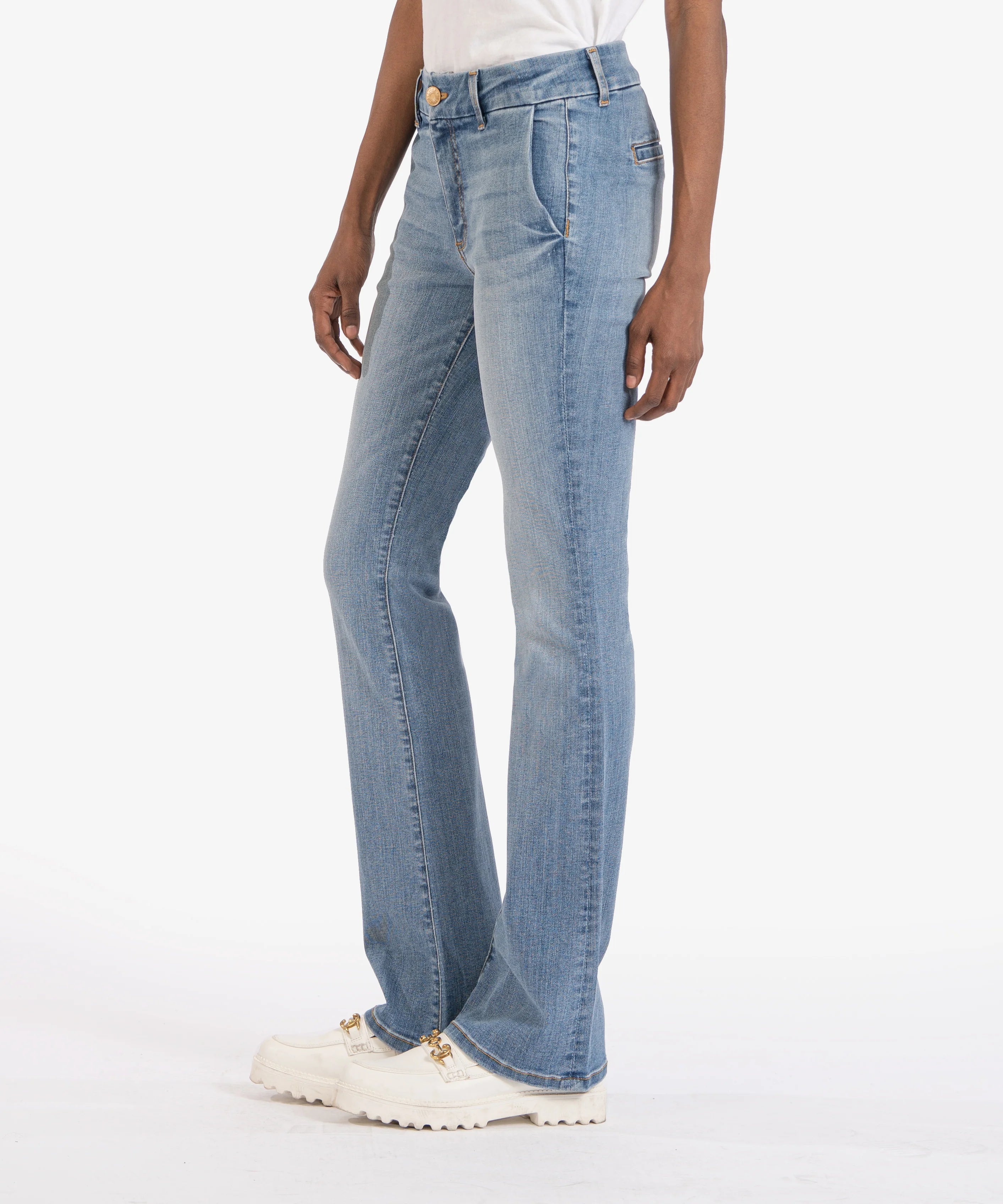 Natalie Back Welt Pocket Mid Rise Flare Jeans Moment