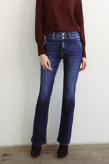 Hi Rise Double Button Bootcut Dark
