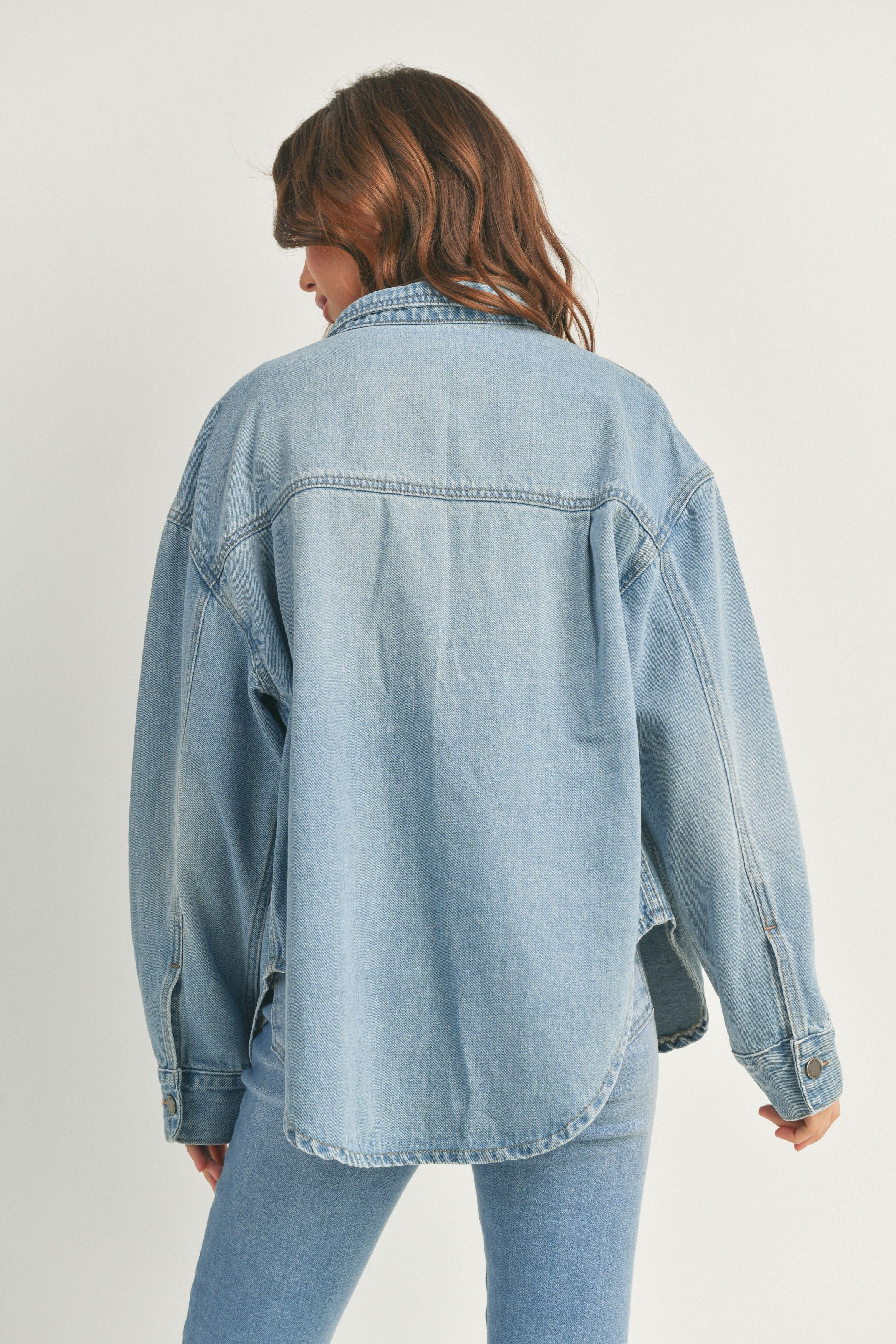 Oversized Big Pocket Denim Jacket Light Denim