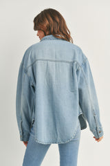 Oversized Big Pocket Denim Jacket Light Denim