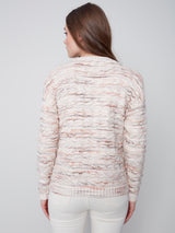 Decorative Stitching Crew Neck Sweater Powder